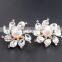 >< BEST SELLING Pearl Rhinestone Flower Earring/