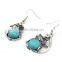 New Arrival Fashion Bohemia owl Silver Plated Turquoise Pendant Alloy Earrings
