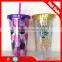Fashion Customized Cup With Straw Plastic Straw Mug Starw Cup With OEM Design