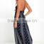 2016 new design maxi dress womens printed black long maxi dress with blank back