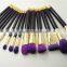 Beauty Needs Purple Makeup Brush Set 15 pieces Custom Logo Goat Hair Cosmetic Brushes