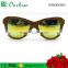 2016 fashion design lady style good quality cat eye wooden sunglasses with yellow revo coating