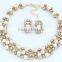 Fashion African Beads Imitation Pearl Necklace Earrings Dubai Gold Plated Jewelry Costume Bridal Jewelry Sets