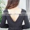 Spring wear short medium length beaded hot selling cheap one piece black dress from guangdong