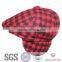 Red checked pattern fabric newsboy cap with earflap