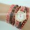 2016 newest fashion ladies stone bracelet watch woman long wrap strap wtist watch