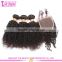 8A grade top quality kinky curly real mink brazilian hair virgin hair bundles with lace closure