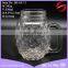 530ml embossed glass drinking jar with cap