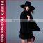 2015 European Design Black Ladies Cloak Overcoat With Waistcoat Two Piece Suit
