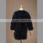 Soft simple elegant dark blue turkey fur coat