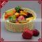 Cusotm size oblique mouth design 100% hand woven fruit vegetable plastic wicker basket