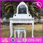 2017 New design youth bedroom white solid wooden dressing table chair W08H072