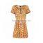 new fashion europe style ladies' close fit printed zip-up short-sleeved old fashion dresses