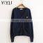 Custom Hot Sale men dark blue thick high school uniform cardigan sweater
