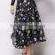 100% Polyester Sweet Floral Midi A-Line Bubble Skirt
