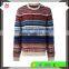 Multi Color Crew Neck Knitted Jumper Men's Intarsia Sweater with Button Decoration on Shoulders