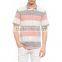 Coral Striped Short Sleeve Buttonless Men Shirt