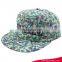 Customize digital printing overall snapback cap floral style baseball cap with puff embroidery