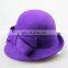 New Fashion Elegant Purple 100% Wool Lady Felt Fedora Hat