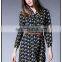 Side vent open chiffon print dress hot sell styles chiffon bow dress