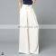 T-WP010 Women High Waist Chiffon Velvet Waistbang Wide Leg Long Pants