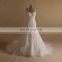 Graceful heart line mermaid crossed sexy back lace and beads wedding dress with a chapel train