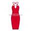 Summer dress wholesale 2015 new red black v neck strap sey bodycon celebrity party pencil women bandage Dress Bandage Bodycon Wo