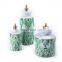 Hot Sell New Design Central Asian Style Green And Gold Ceramic Tea Canister Set