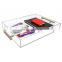 High Quality Home Furniture Acrylic Storage Tray With Golden Handles Square Acrylic Serving Tray