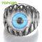 Topearl Jewelry New Design Wedding Dragon Hand Stainless Steel Blue Evil Eye Rings MER140