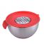 Hot selling Stainless steel salad bowl beat eggs basin with silicone lid grater mixing bowl set with handle