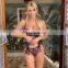 3pcs Black Color High Quality Flower Embroidery Girls Wearing Corset Quality Lingerie