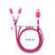 Colorful High Speed Flat Zipper 2 in 1 Data Micro USB Cable