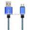 High quality colorful alloy fabric usb data charging cable for smartphone cable
