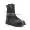 New high Black Genuine Leather Military Boots Rubber sole Cement Construction Half Ankle boots Duty and Military footwear