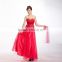 rose decoration gauze satin fabric off-shoulder wrapped chest beading maxi evening dress