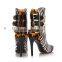 Fashion in Zebra Heels Ankle Boots Black and White New Model Shoes Women