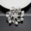 2015 Fashion Hot style Chic elagant jewelry Fashion brooch simple brooch silver snowflake pearl crystal rhinestone brooch pin