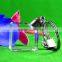 3D laser square crystal keychain, crystal key ring with led light for promotion