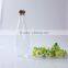 china promotional mouth blown custom bamboo lid airtight clear fancy borosilicate glass water drinking bottle