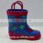 cute kids rubber rain boots with handle and butterfly