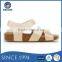 2016 Fashionable Golden Leather Girls Sandals With Cork Sole