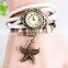 Wholesale Women Leather Vintage Retro Watch bracelet Five Star Charm Watches