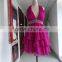 Real Picture Halter Deep V Neck Beaded Designs Mini Custom Make Short Evening Party Dress RD019 backless dress short