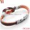 Dark Brown Genuine Leather Nautical Knot Bracelet with Silver New Secure Clasps