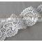 Fashion double border flower embroidered polyester bridal lace trim