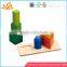Wholesale high quality wooden cake shape stacking tower lovely baby wooden cake stacking tower toy W13D043