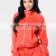 Export Clothes 100% Polyester Ribbed Hemline Sporty Stripe Sleeves Zip Up Sports Jacket With Shorts Suits