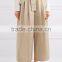 Wholesale Women Apparel Fashion Geige-color Cropped Cotton-twill Wide-leg Pants(DQE0392P)