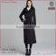 2014 new fashion cotton twill black belted slim fit long maxi trench coat for women